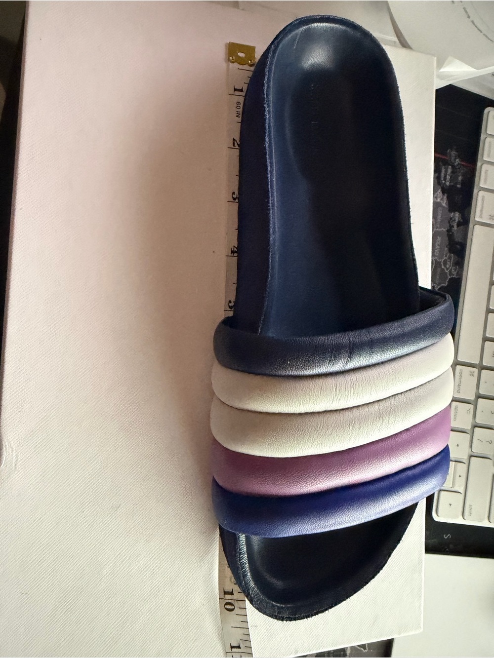 Isabel Marant size 37 Navy Slide Sandals with Blue, Pink and White Straps - Picture 13 of 14